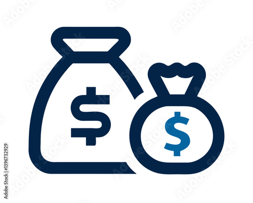 Money bags representing wealth and savings in a modern style  