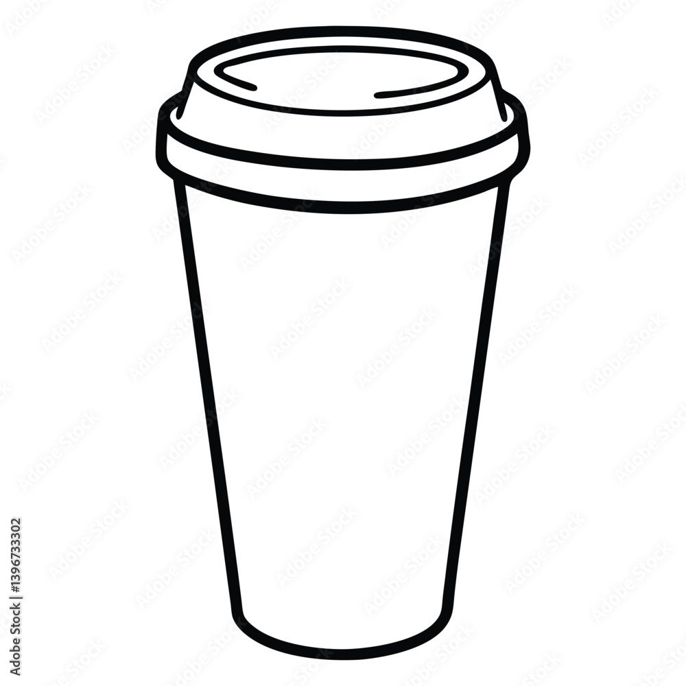 Black outline of a disposable coffee cup with a coffee bean symbol Black outline of a disposable coffee cup with a coffee bean symbol