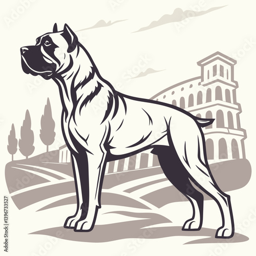 The Cane Corso is a powerful Italian mastiff, historically used as a Roman war dog and later for hunting and guarding