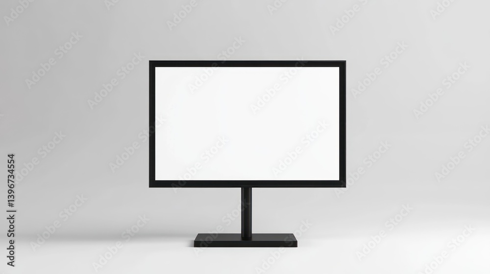 Blank black monitor on a stand