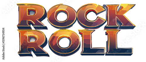 Obraz na płótnie 3d render old 70s Rock Roll Text Vector Art design w salonie