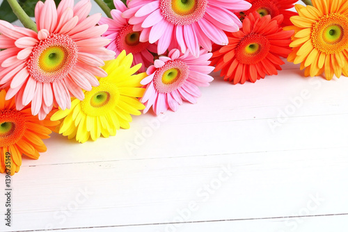bunch of colorful flowers sitting on top of a wooden table21