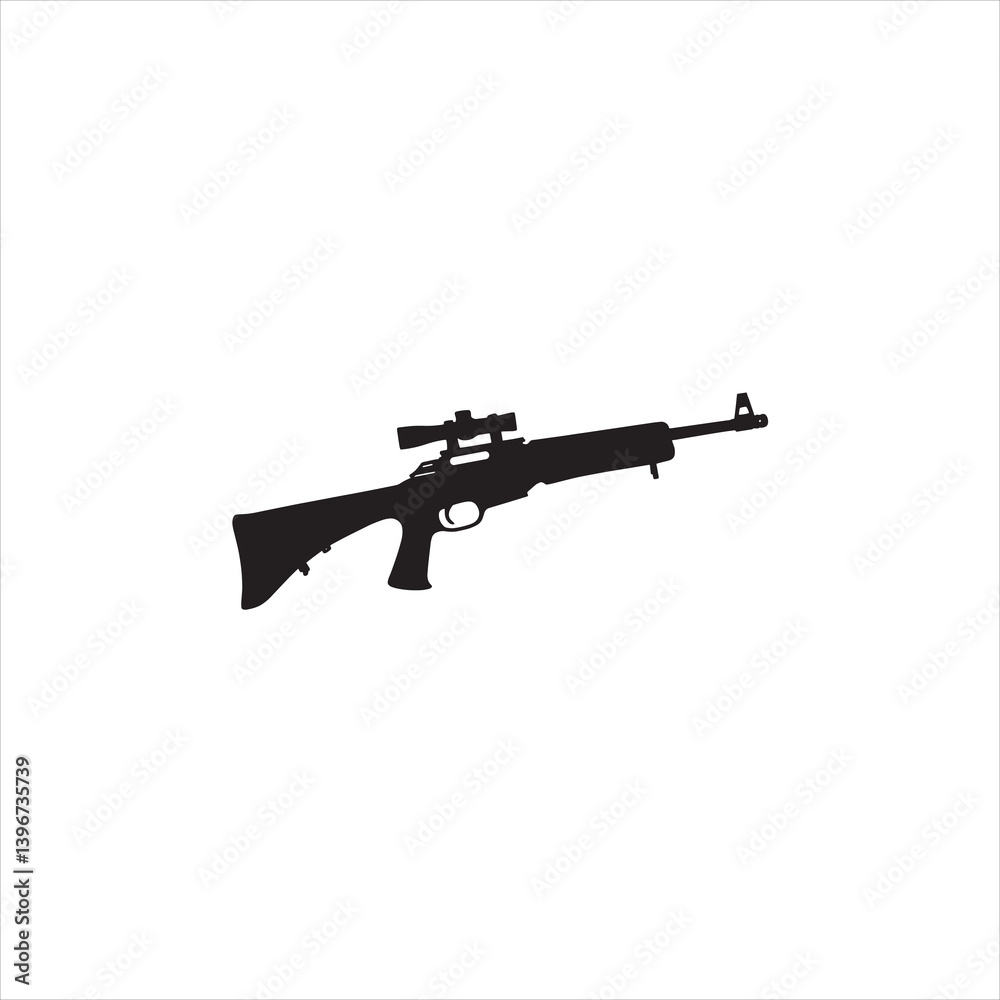 Silhouette of Sniper Rifle with Scope Vector Silhouette of Sniper Rifle with Scope Vector