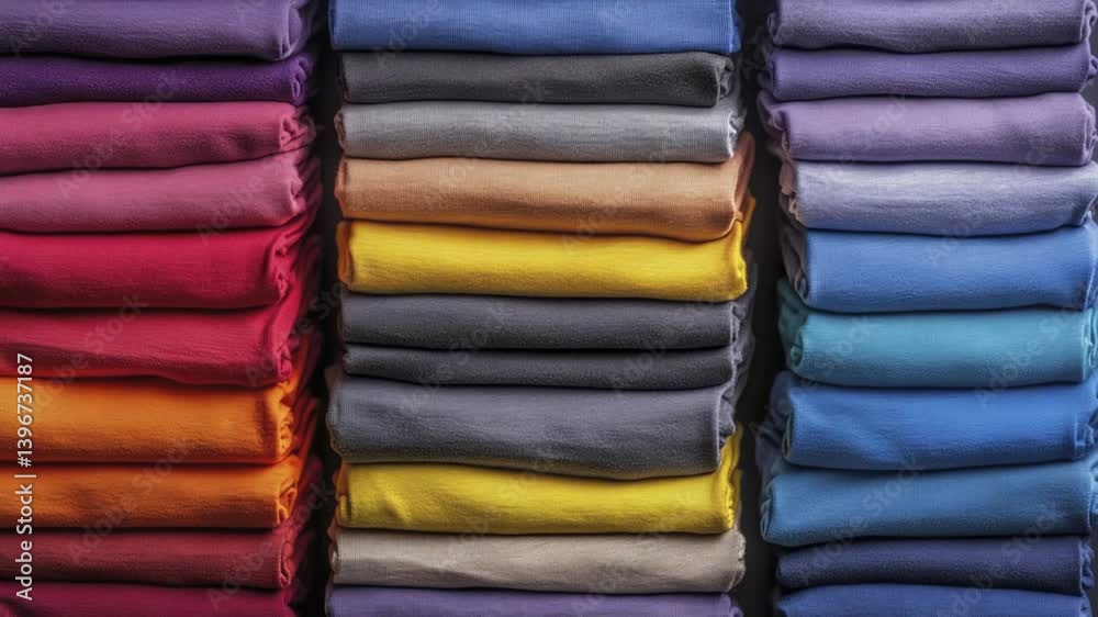 Colorful Stacks of Folded Fabric A Vibrant Textile Background Colorful Stacks of Folded Fabric A Vibrant Textile Background