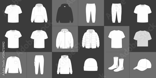 cloths mockup, vector mockup, digital, vector t shirts, vector shirts, silhouette clothing, shirt, clothes, fashion, vector, t-shirt, jacket, dress, illustration, set, wear, design, polo, coat, men, t