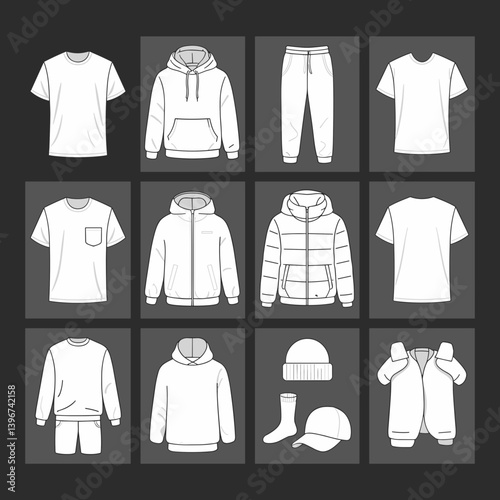 cloths mockup, vector mockup, digital, vector t shirts, vector shirts, silhouette clothing, shirt, clothes, fashion, vector, t-shirt, jacket, dress, illustration, set, wear, design, polo, coat, men, t