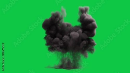 explosion on the ground effect on green screen background