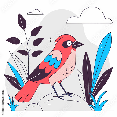 ​The Crimson Chat is a small Australian bird known for its vivid crimson crown, chest, and rump, contrasting with its dark brown back and white throat