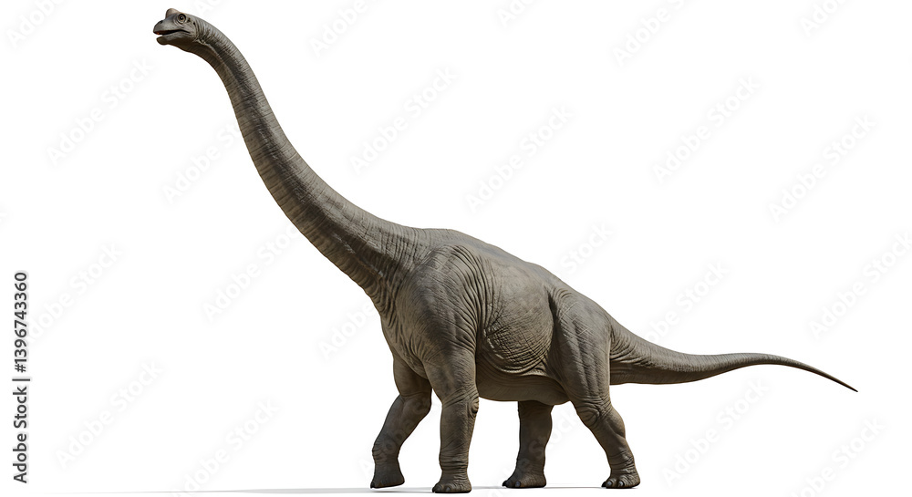 Fototapeta premium Majestic brachiosaurus rendering, isolated against a clean white background