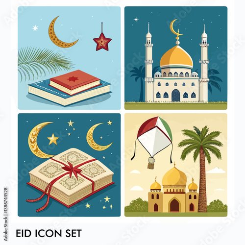 Vector illustration Eid Al Adha minimalistic Icon Set