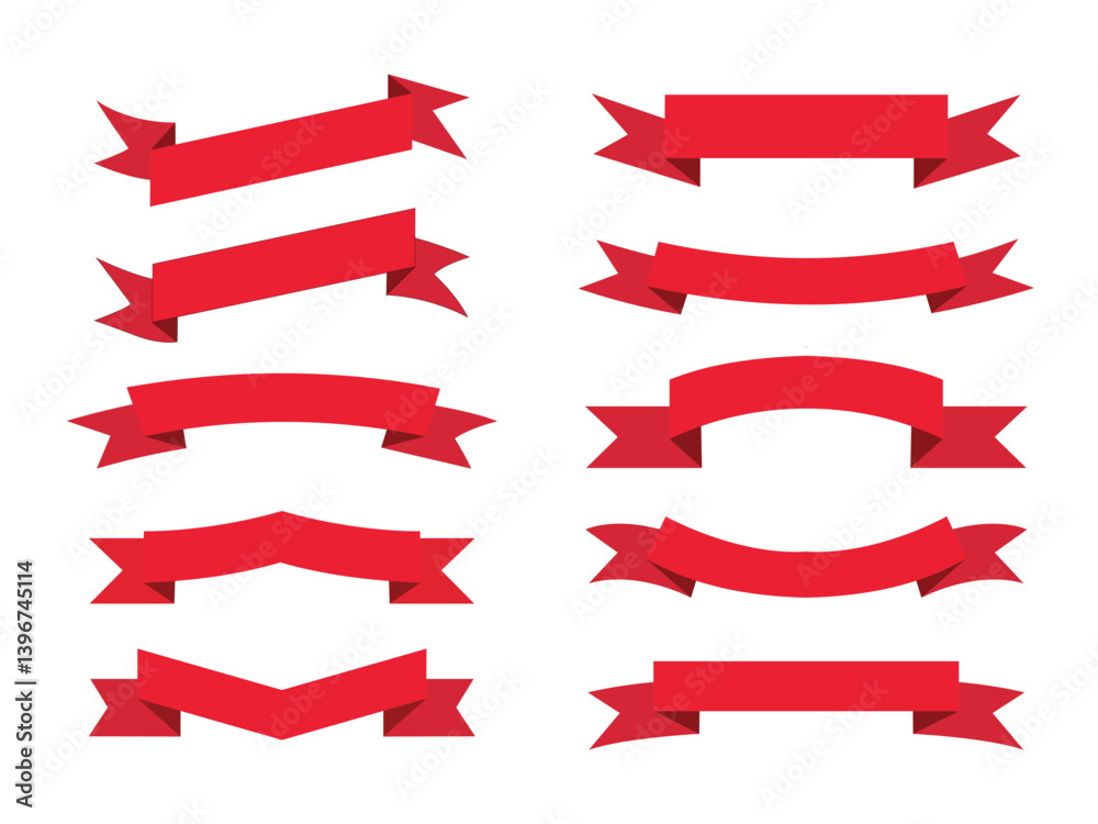 Red Ribbon Banner Set – Simple Minimalistic Vector Collection. Red Ribbon Banner Set – Simple Minimalistic Vector Collection.