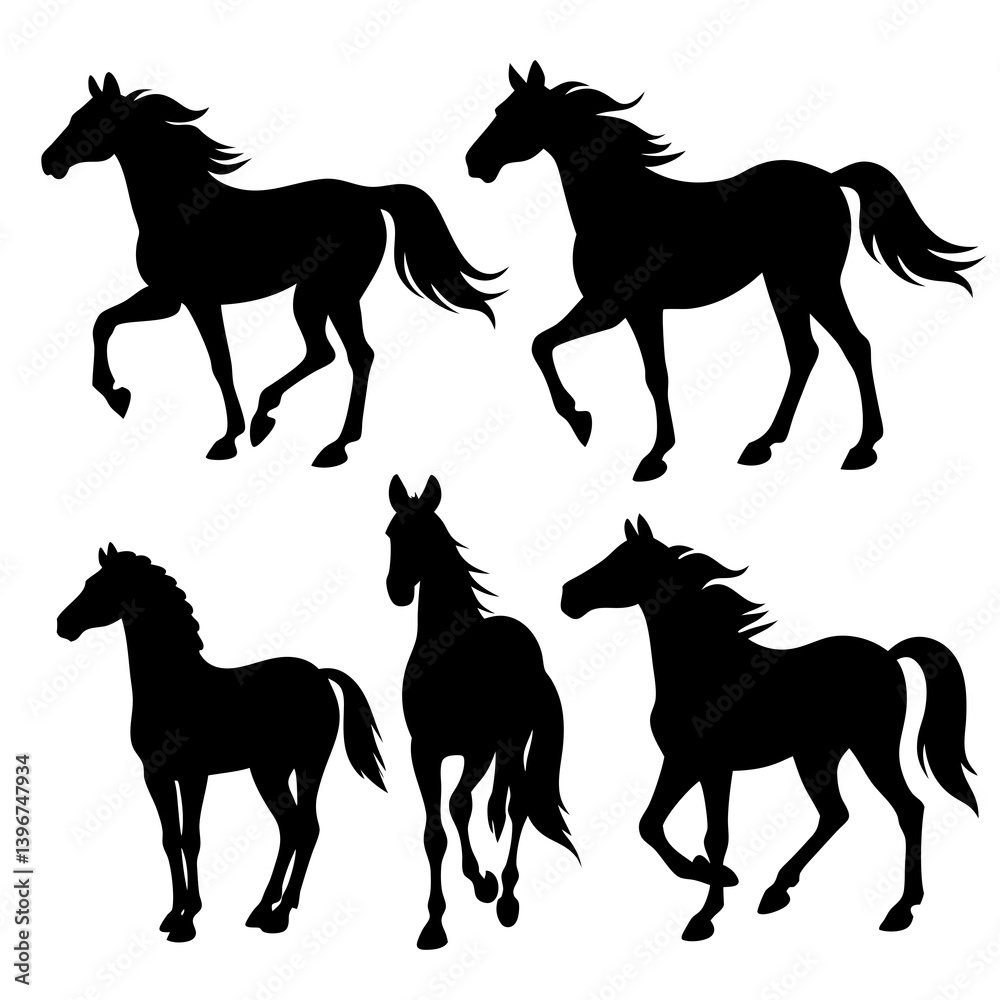 horse silhouette set horse silhouette set