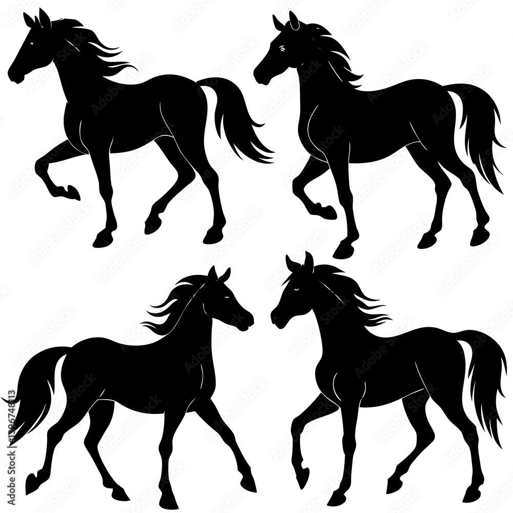 horse silhouette set horse silhouette set