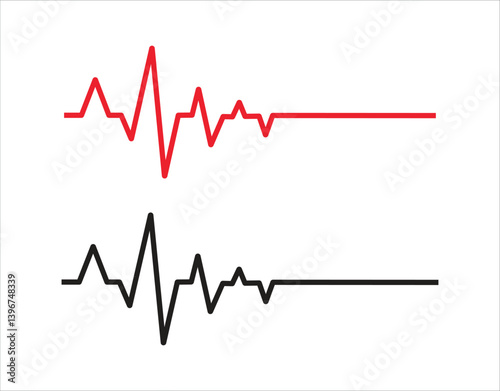 ECG Waveform In Red And Black Pulse Lines