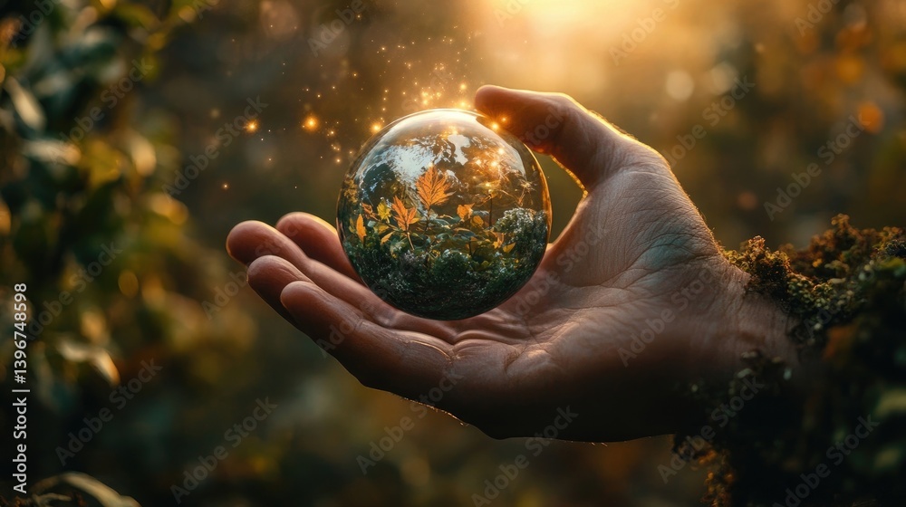 Recycling symbol in hand, ecology concept Recycling symbol in hand, ecology concept