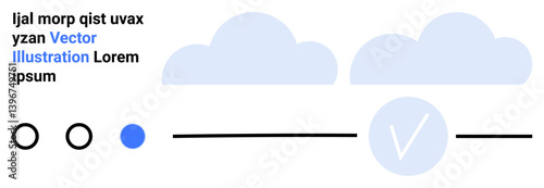 Text elements alongside simple icons and clouds, highlighting minimalist navigation design concepts. Ideal for web design, UIUX, tech presentations, digital interfaces, software demos, creative