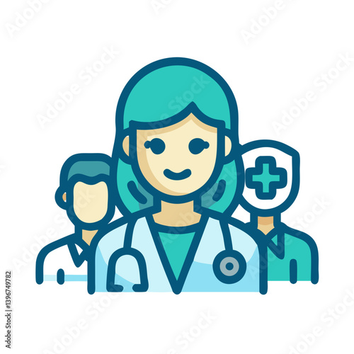 Female Doctor Healthcare Icon – Medical Professional Symbol for Clinic, Treatment, and Patient Care