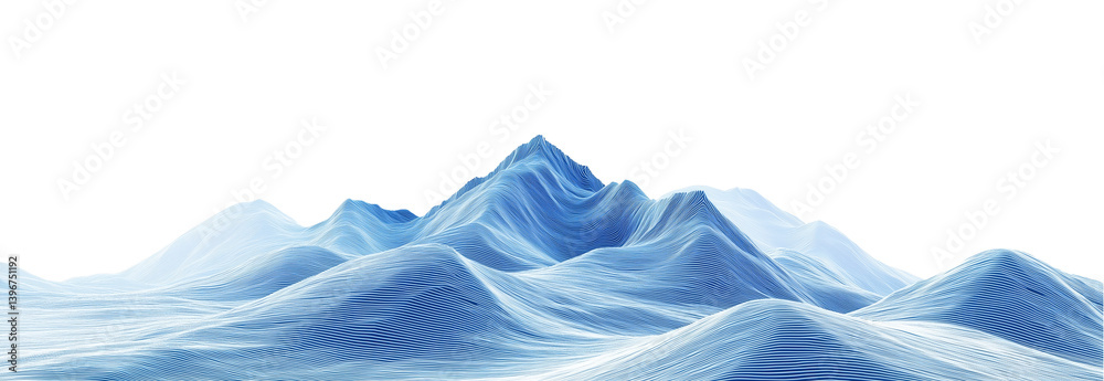 Obraz premium Abstract Blue Mountain Landscape - 3D Render on Transparent Background