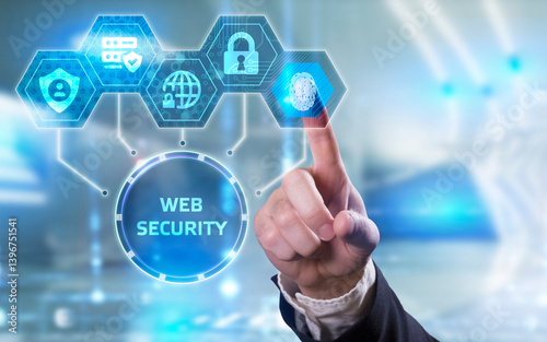 Obraz na płótnie Web security. Cyber security, computer data encryption and internet protection. w salonie