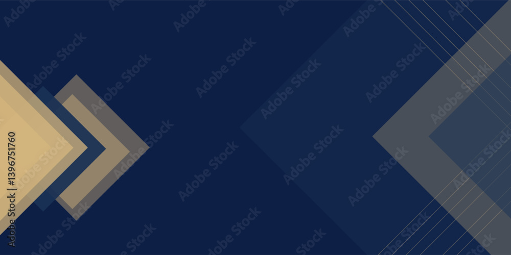Fototapeta premium Modern dark blue and golden color square overlap pattern on dark background with shadow. Abstract trendy color geometric shape with copy space. Luxury and elegant concept.