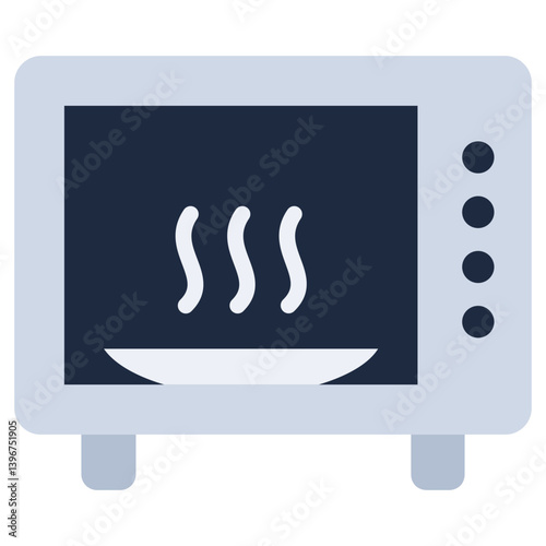 Microwave Flat Design Icon, Flat Design Icon Symbol