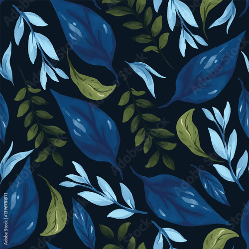 enchanted leave watercolor seamless pattern for background