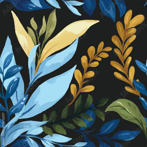 enchanted leave watercolor seamless pattern for background