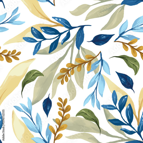 enchanted leave watercolor seamless pattern for background