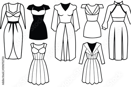 Velvet dress prime line art modern elegance and sophistication design