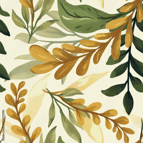 enchanted leave watercolor seamless pattern for background