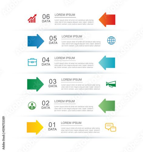 6 data infographics tab index layout template. Illustration business abstract background.