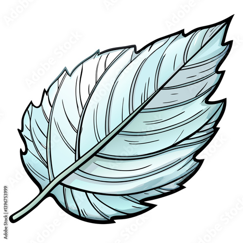 Obraz na płótnie Stylized blue leaf illustration in cartoon design w salonie