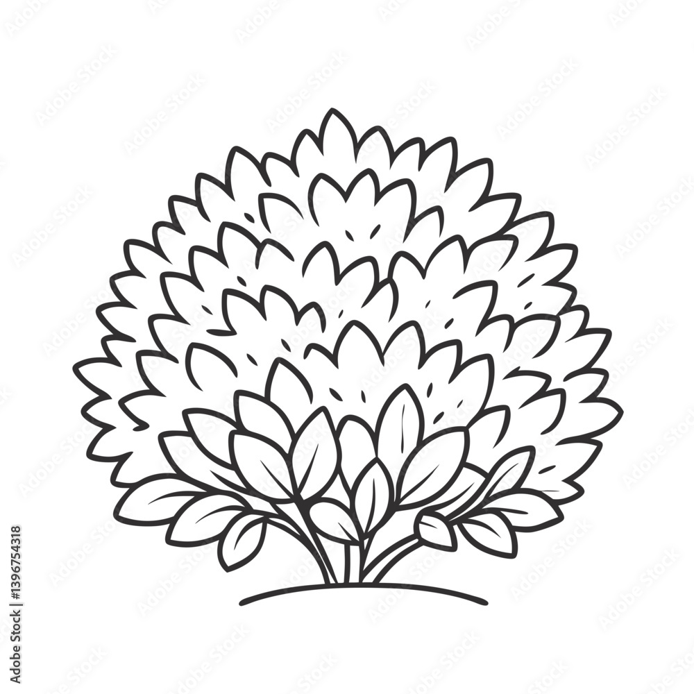 Bush outline illustration in black and white
