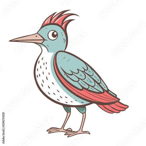 Obraz na płótnie Cartoon woodpecker bird in pastel colors w salonie