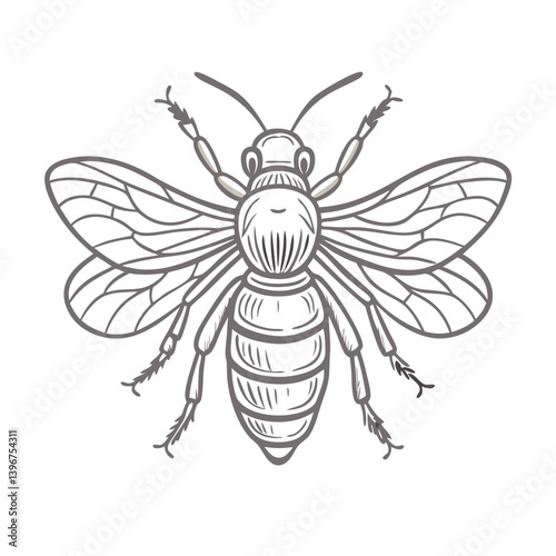 Obraz na płótnie Bee outline illustration with wings in sketch style w salonie
