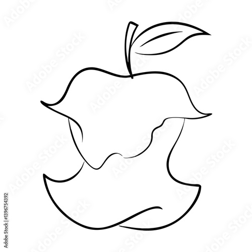 Obraz na płótnie Apple core outline illustration in black and white w salonie
