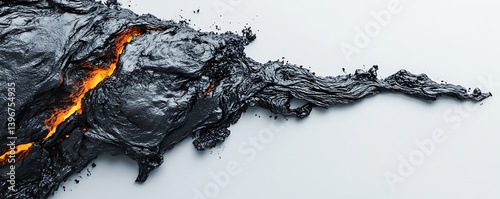 Molten lava flows on a gray background, showing the heat of volcanic activity and energy