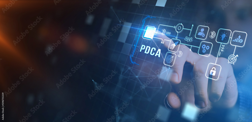 PDCA Plan Do Act Check Business technology concept. Technology, Internet and network concept.