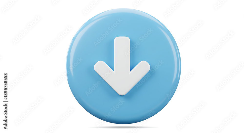 Simplified download indicator with directional arrow in light blue circular shape Simplified download indicator with directional arrow in light blue circular shape