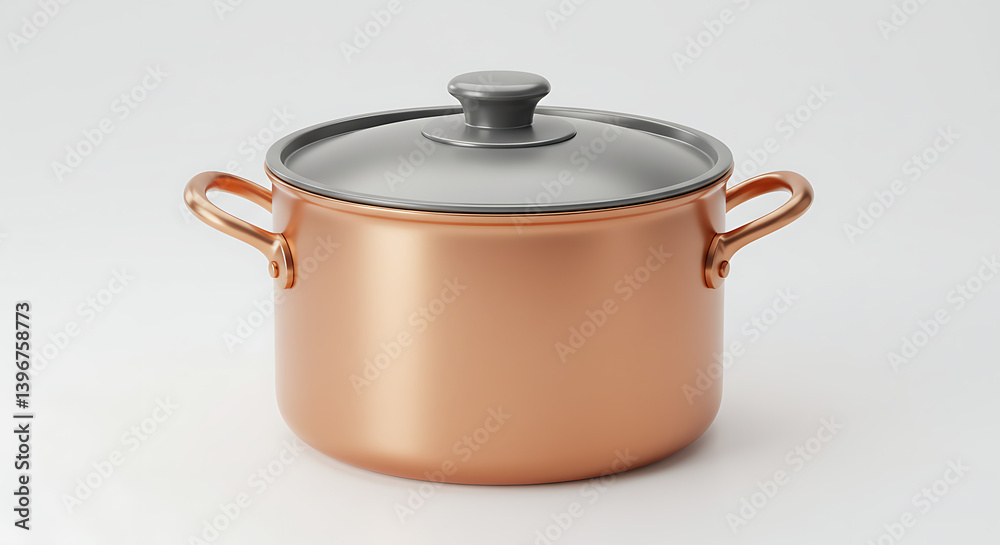 Elegant copper stockpot with glass lid isolated against a clean background Elegant copper stockpot with glass lid isolated against a clean background