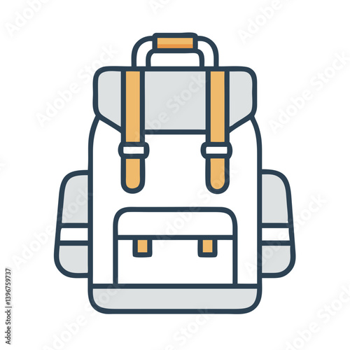 Hiking Backpack with Side Pockets Icon Design