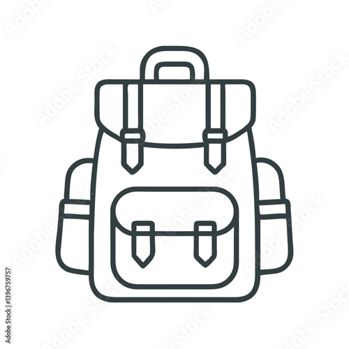 Hiking Backpack with Side Pockets Icon Design