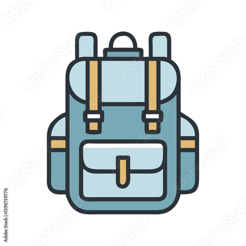 Hiking Backpack with Side Pockets Icon Design