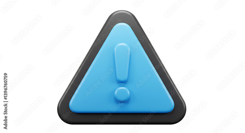 Glossy blue caution symbol with exclamation point for hazard alert Glossy blue caution symbol with exclamation point for hazard alert