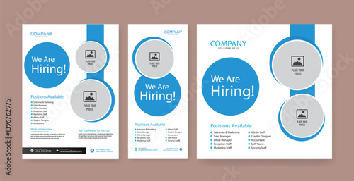 We are hiring job vacancy social media post banner design template with blue color. We are hiring job vacancy square web banner design.