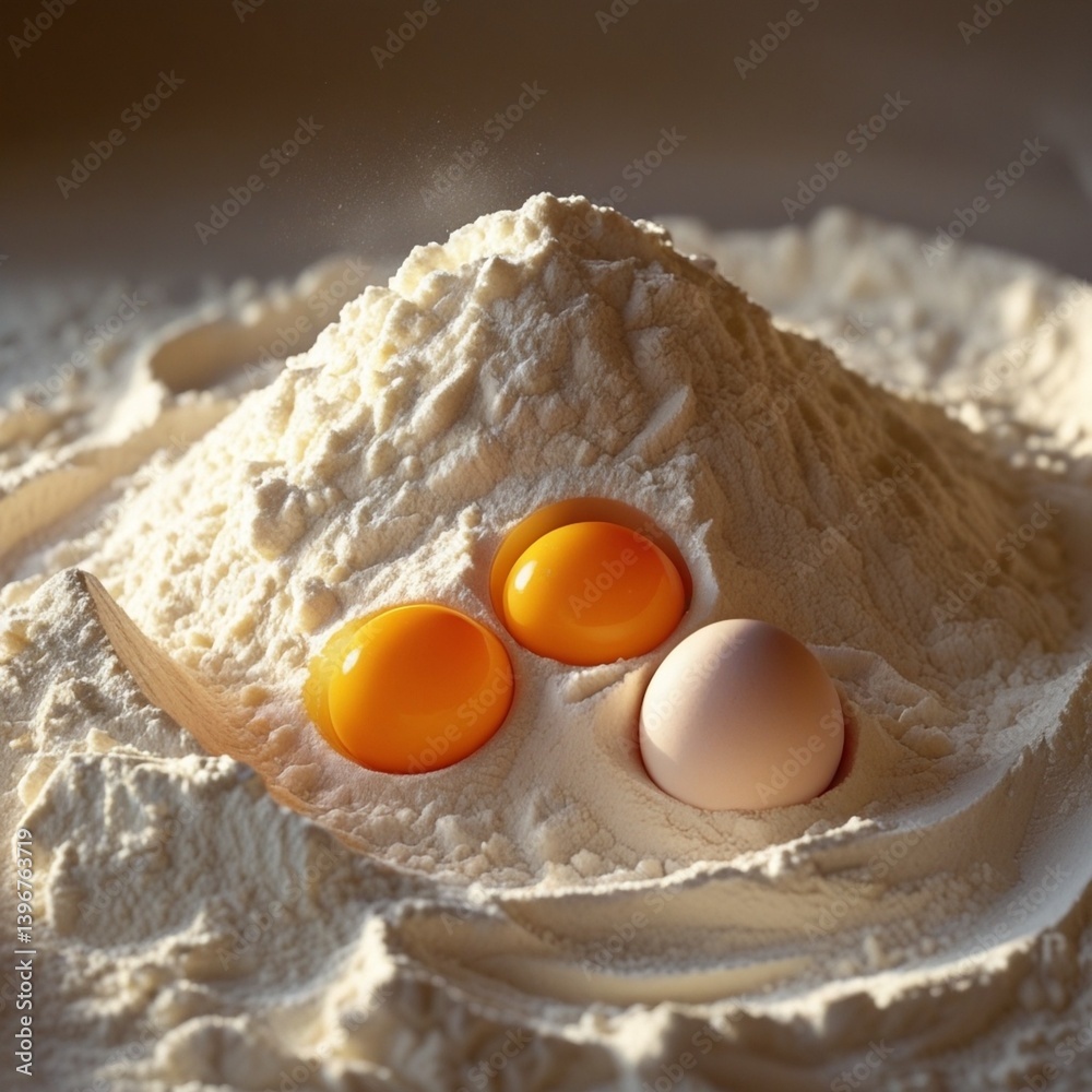 Photographic gastronomy featuring a red trigo farinha with eggs, clear, and gema at the center of the mass, showcasing delicious dishes. Photographic gastronomy featuring a red trigo farinha with eggs, clear, and gema at the center of the mass, showcasing delicious dishes.