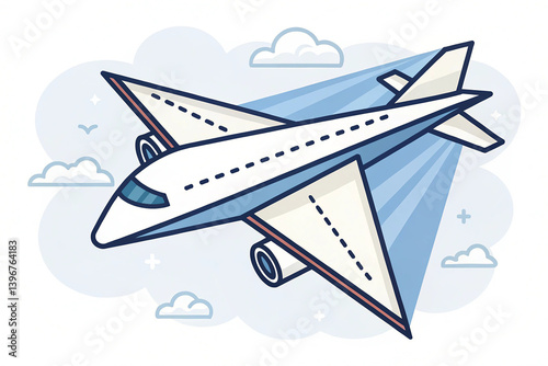 Paper airplane icon isolated on white. A paper airplane icon isolated on a white background, symbolizing flight or simple design