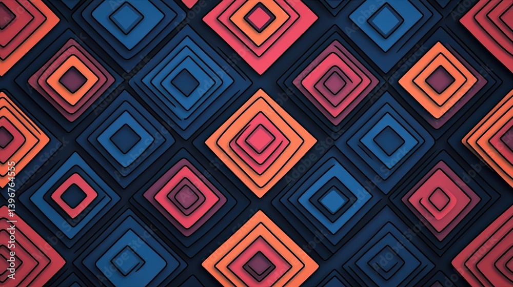 Abstract geometric pattern of layered squares and diamonds Abstract geometric pattern of layered squares and diamonds