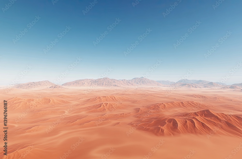 Fototapeta premium Expansive desert landscape under a vast, clear sky.