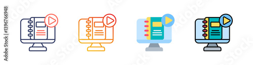 Online Education Multi Style Icon Set Vector 